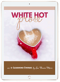 ipad showing White Hot Prose line editing e-course by Sue Brown-Moore