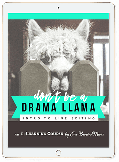 ipad showing Drama Llama intro to line editing e-course by Sue Brown-Moore