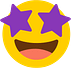 Smiley face with purple star eyes